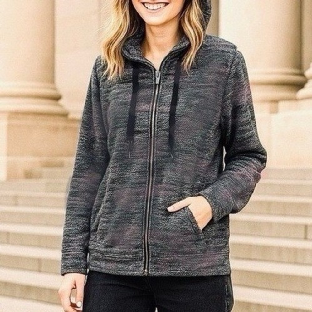 CJ Banks Black/Gray /Pink Ombre Colored Jacket with Hoodie